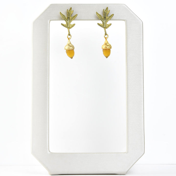 Pin Oak Glass Acorn Earrings - Goldmakers Fine Jewelry