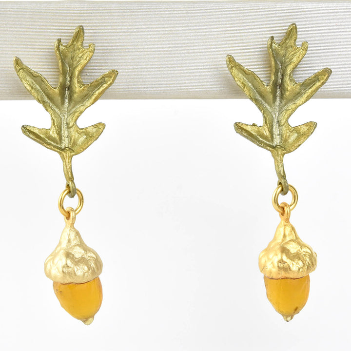 Pin Oak Glass Acorn Earrings - Goldmakers Fine Jewelry