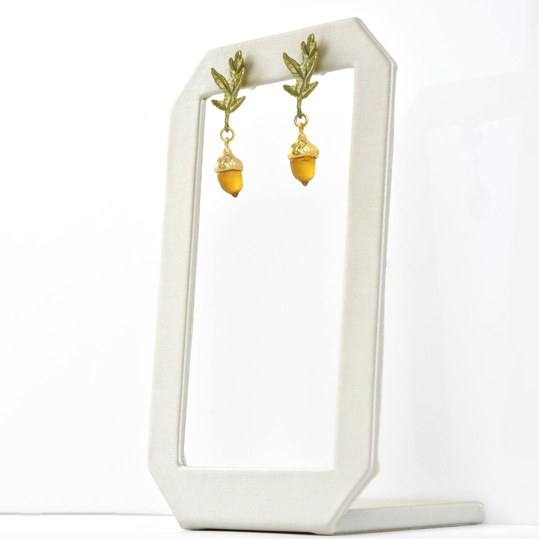 Pin Oak Glass Acorn Earrings - Goldmakers Fine Jewelry