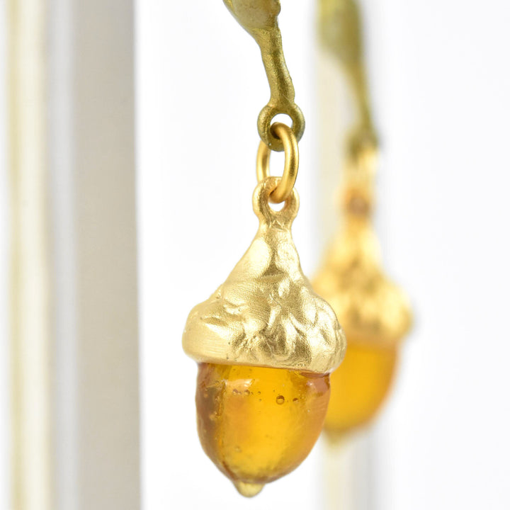 Pin Oak Glass Acorn Earrings - Goldmakers Fine Jewelry