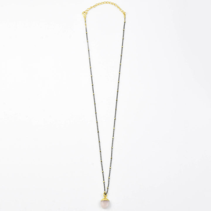 Pink Opal Necklace in Two Tone - Goldmakers Fine Jewelry