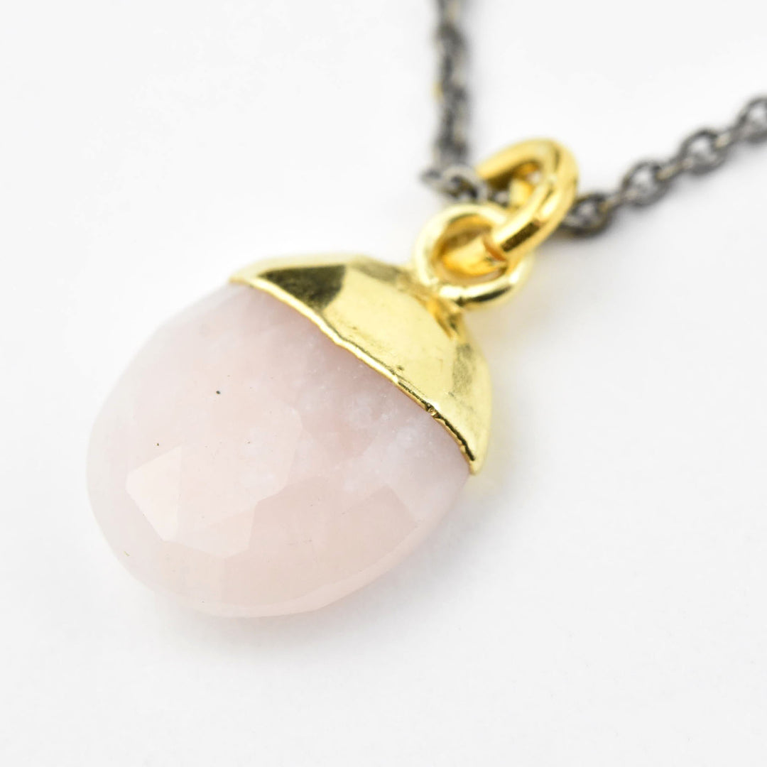Pink Opal Necklace in Two Tone - Goldmakers Fine Jewelry