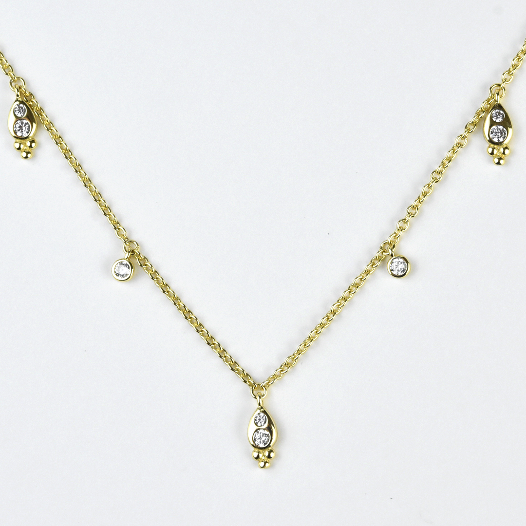 Crystal Teardrop Station Necklace - Goldmakers Fine Jewelry