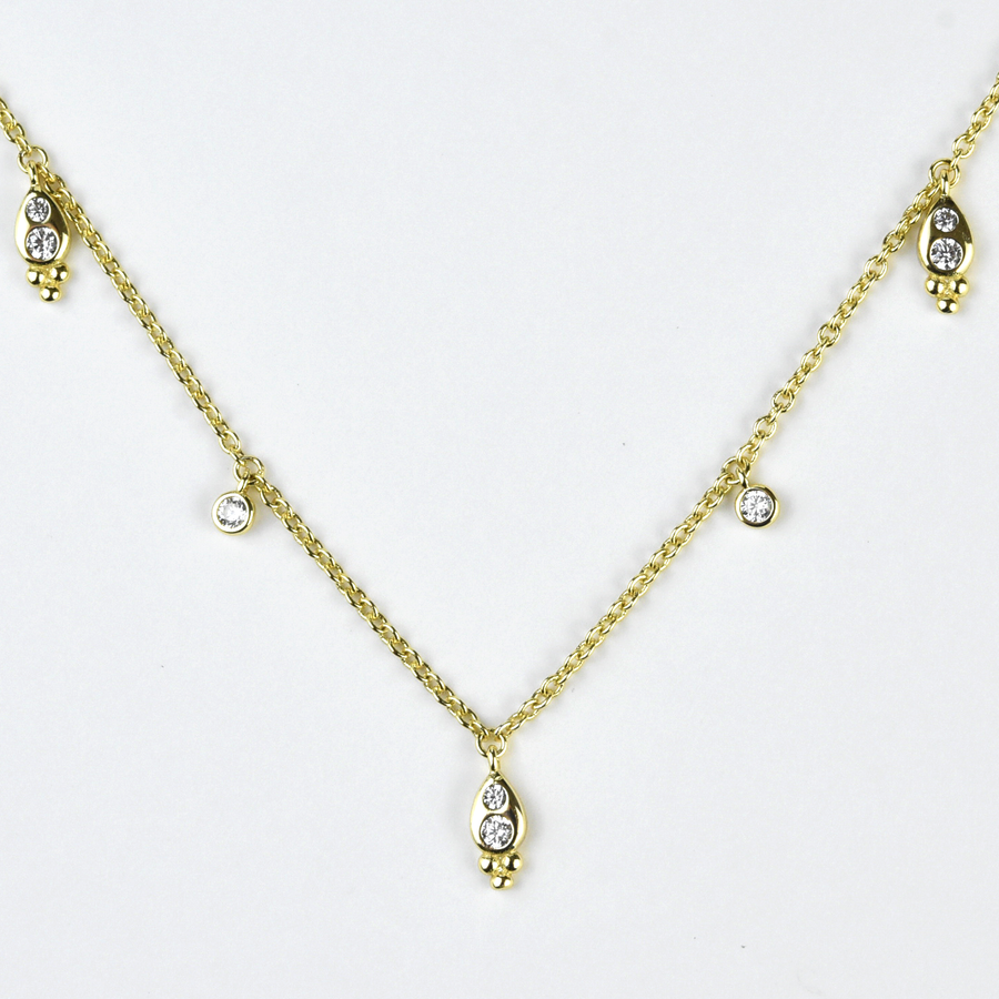 Crystal Teardrop Station Necklace - Goldmakers Fine Jewelry