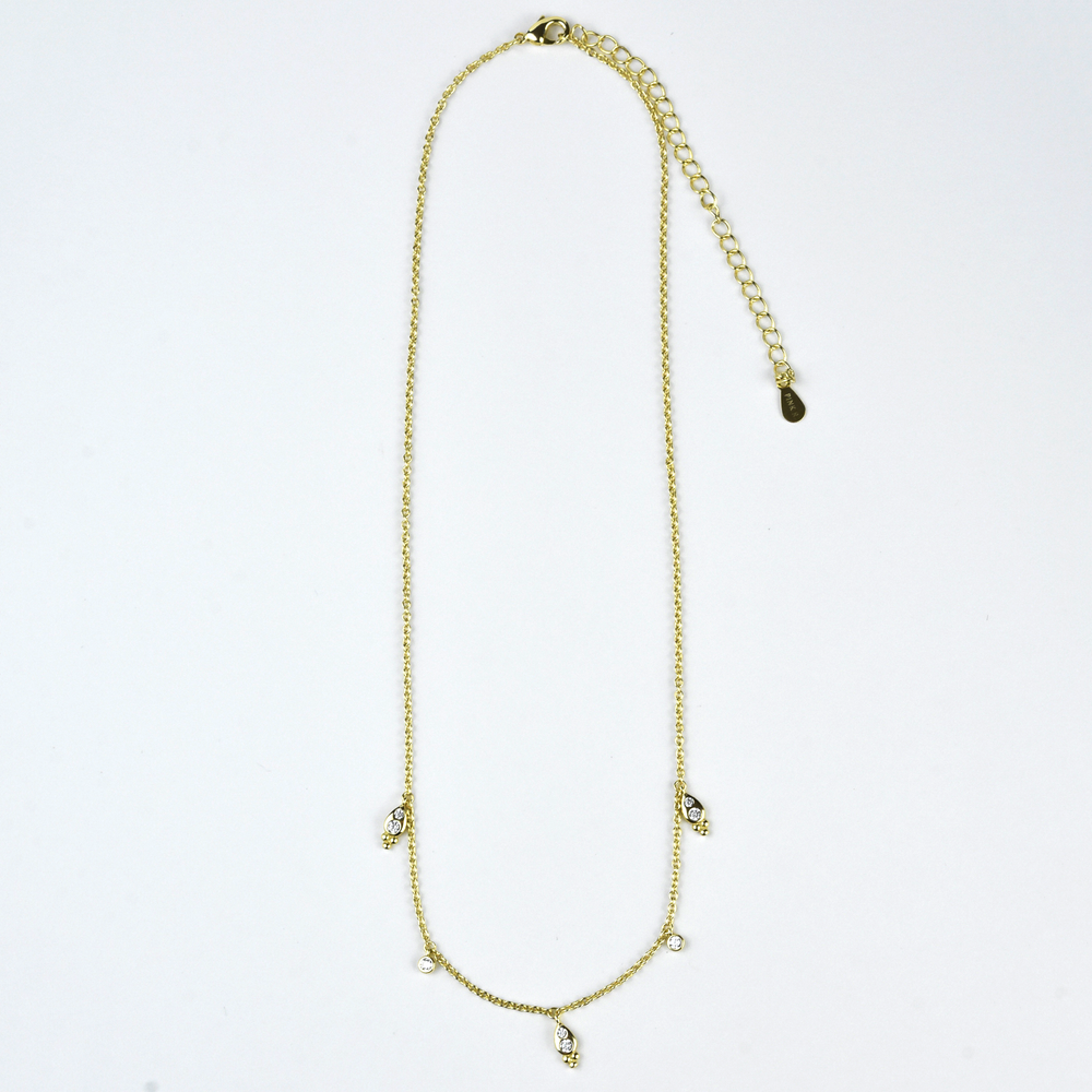 Crystal Teardrop Station Necklace - Goldmakers Fine Jewelry