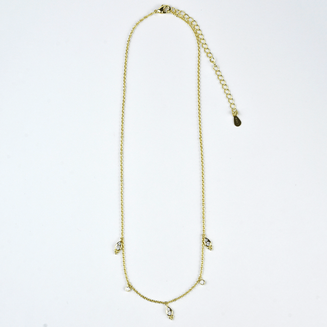 Crystal Teardrop Station Necklace - Goldmakers Fine Jewelry