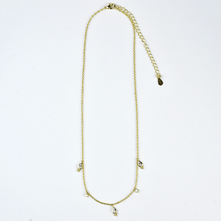 Crystal Teardrop Station Necklace - Goldmakers Fine Jewelry