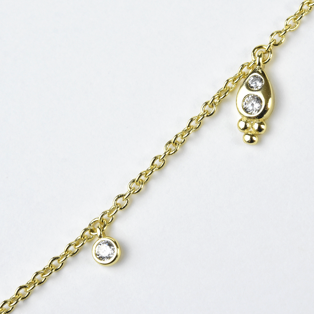 Crystal Teardrop Station Necklace - Goldmakers Fine Jewelry