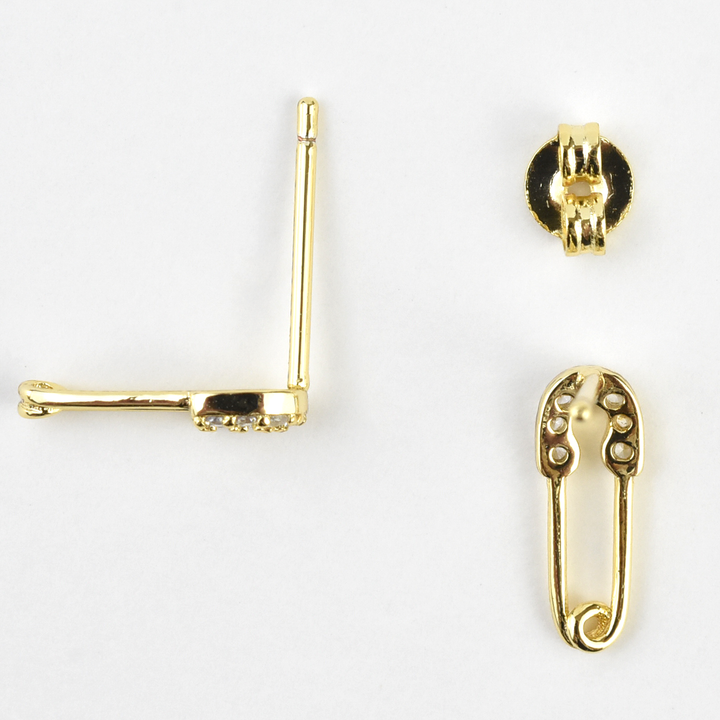 Safety Pin Studs - Goldmakers Fine Jewelry