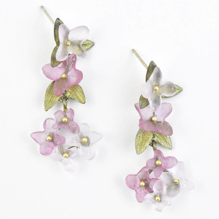 Pink Hydrangea Petal Drop Earrings - Goldmakers Fine Jewelry
