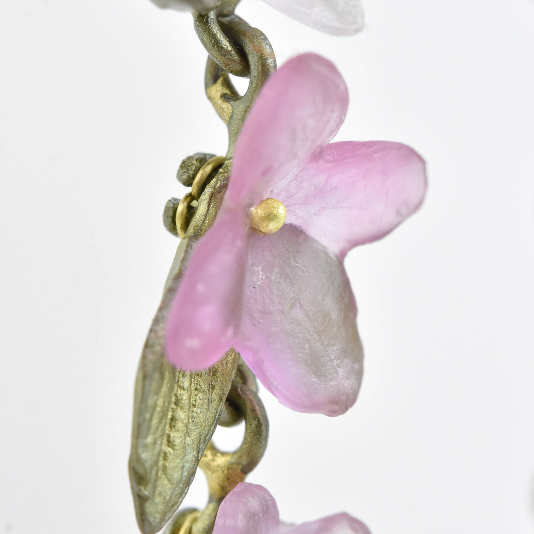 Pink Hydrangea Petal Drop Earrings - Goldmakers Fine Jewelry