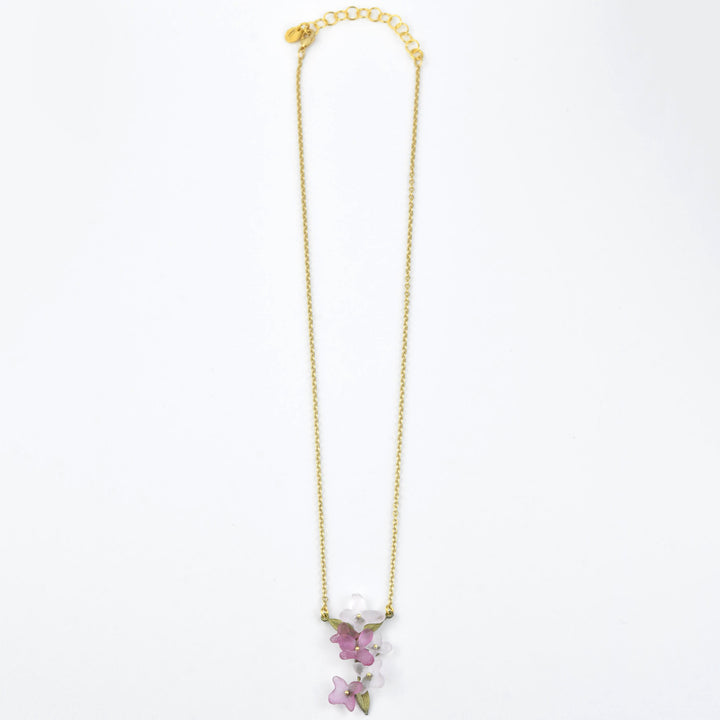 Pink Hydrangea Petal Necklace - Goldmakers Fine Jewelry