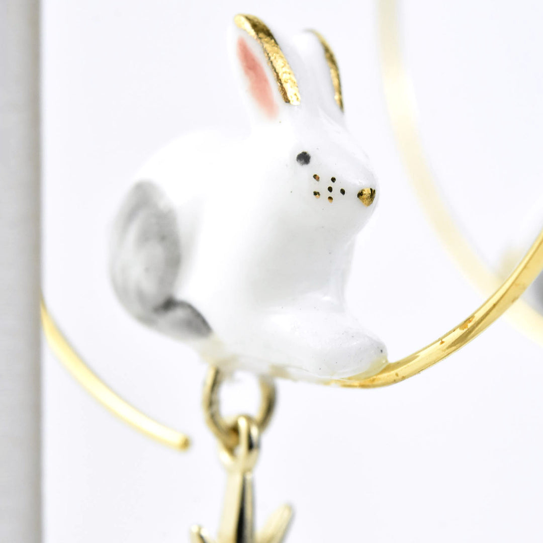 Polar Hare Hoops with Star - Goldmakers Fine Jewelry