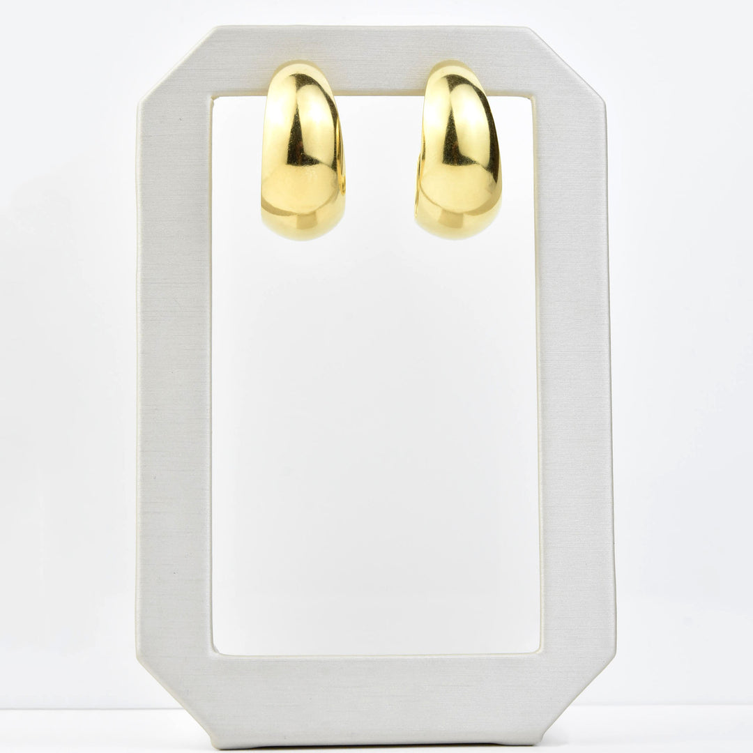 Polished Curved Gold Tone Hoops - Goldmakers Fine Jewelry