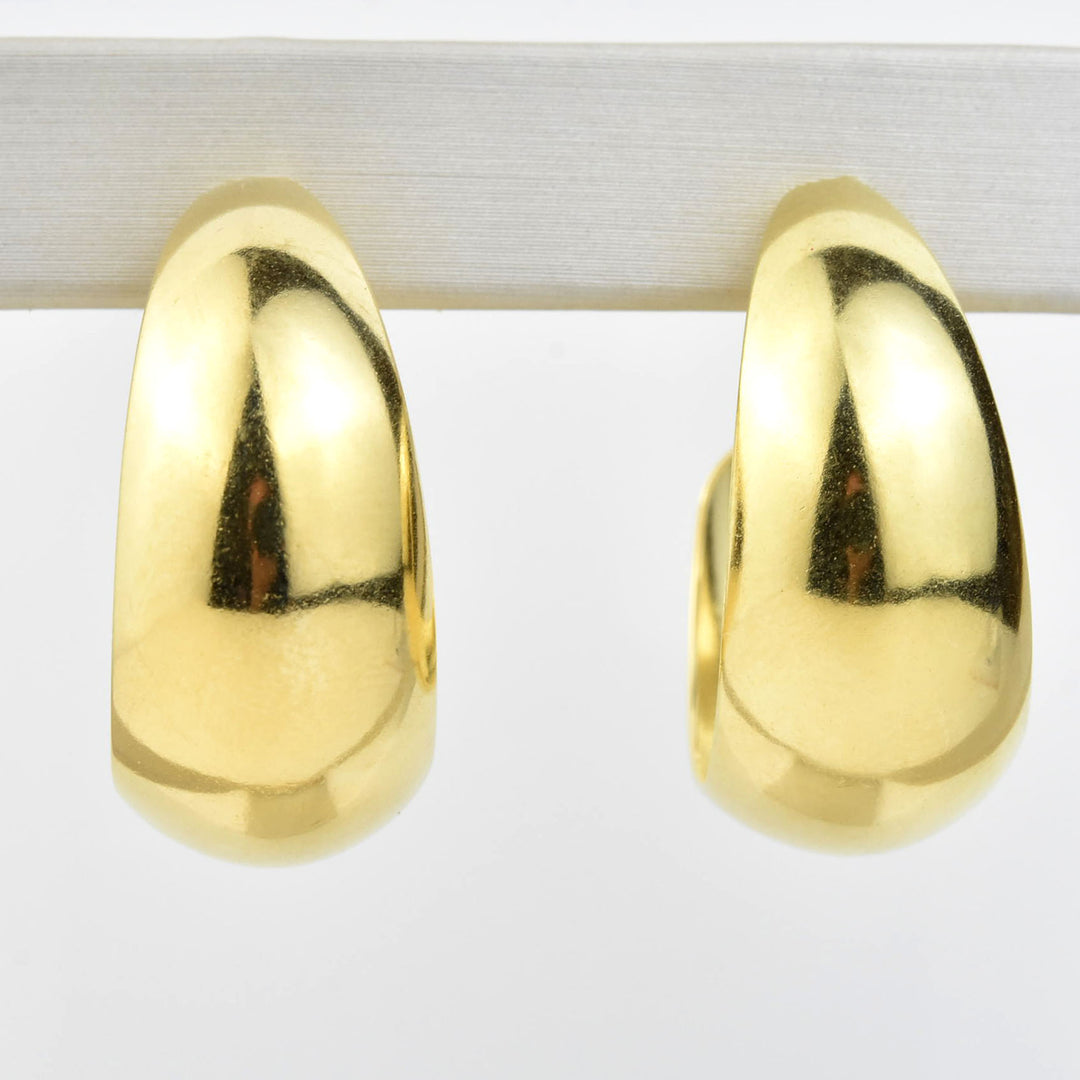 Polished Curved Gold Tone Hoops - Goldmakers Fine Jewelry