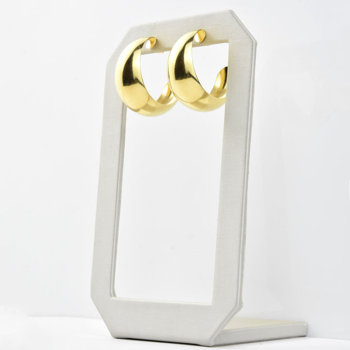 Polished Curved Gold Tone Hoops - Goldmakers Fine Jewelry