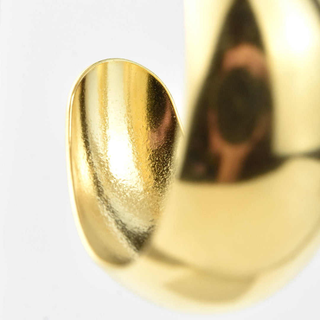 Polished Curved Gold Tone Hoops - Goldmakers Fine Jewelry