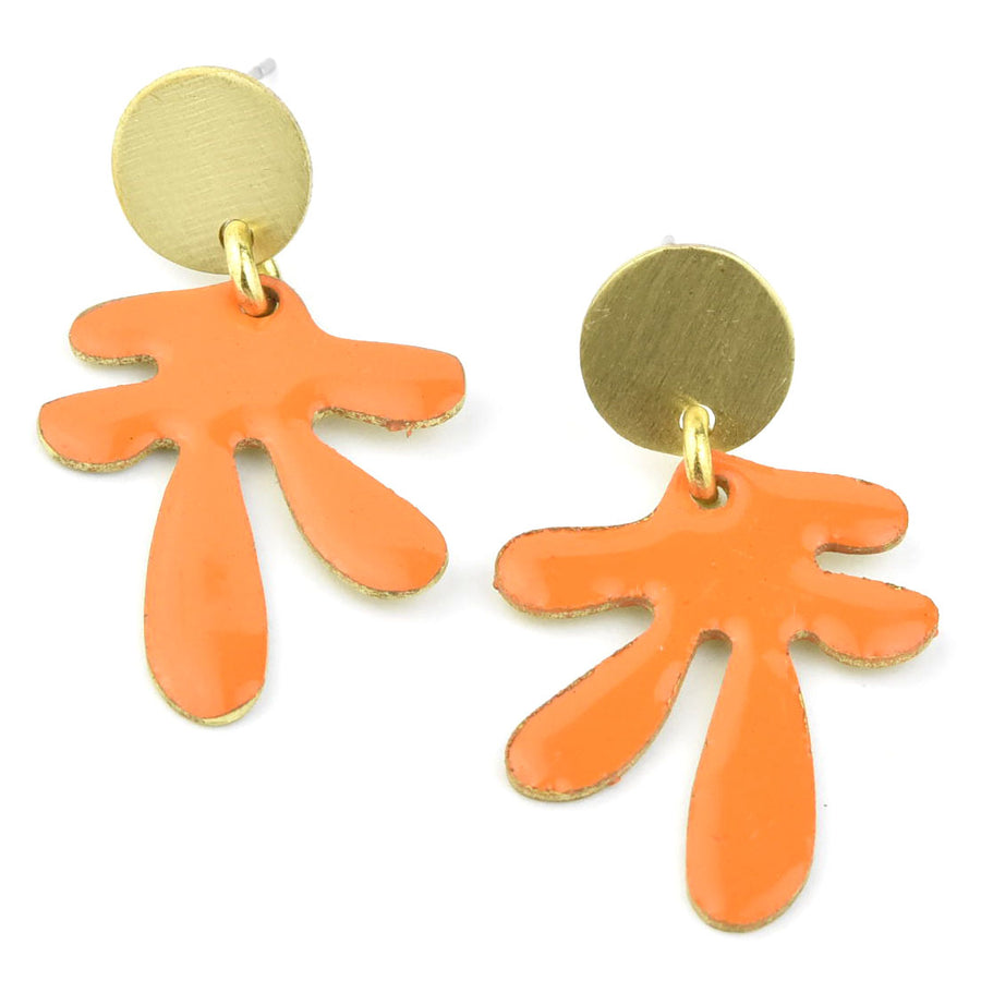Prince XS Tangerine Enamel Earrings - Goldmakers Fine Jewelry