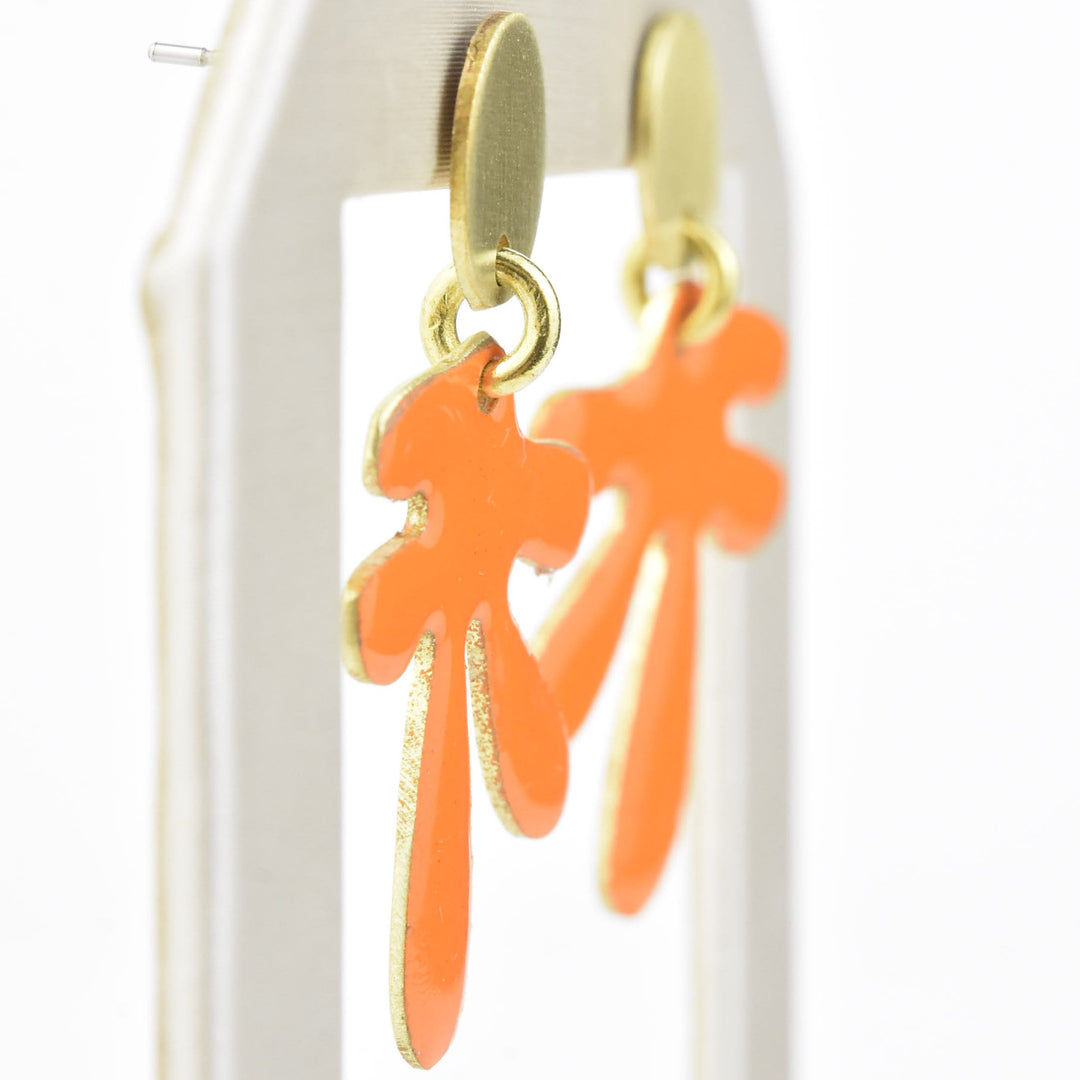Prince XS Tangerine Enamel Earrings - Goldmakers Fine Jewelry