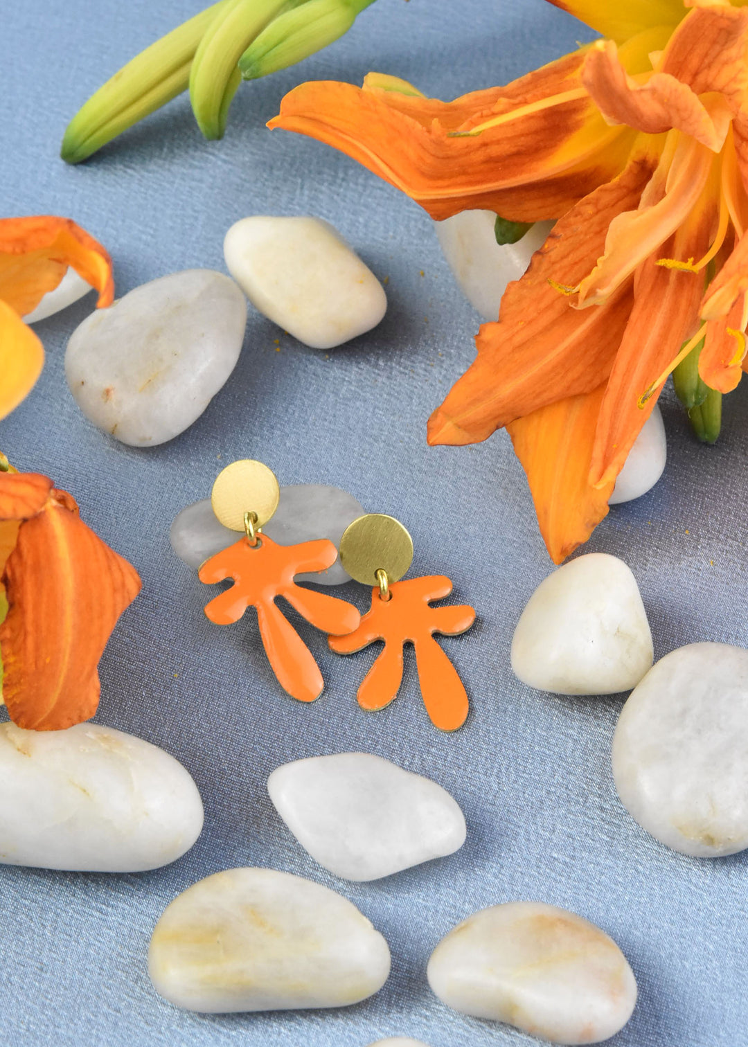 Prince XS Tangerine Enamel Earrings - Goldmakers Fine Jewelry