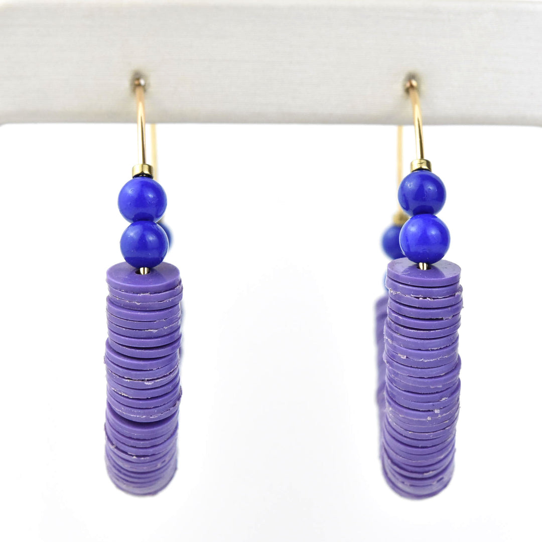 Purple and Blue Beaded Hoops - Goldmakers Fine Jewelry