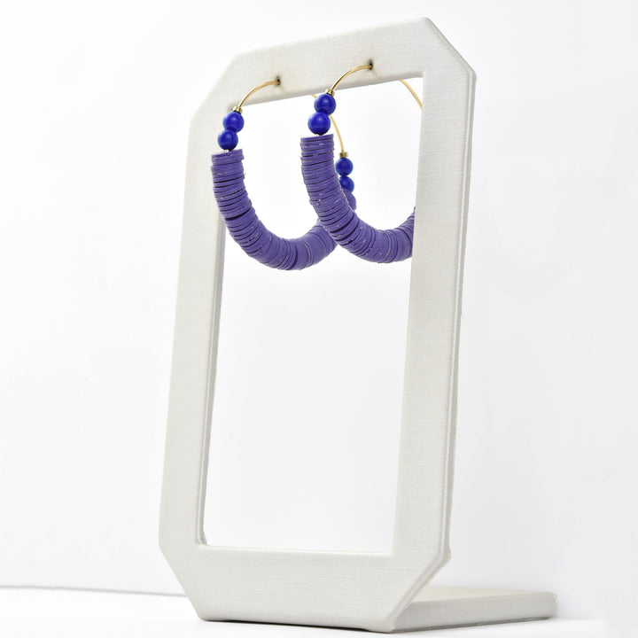 Purple and Blue Beaded Hoops - Goldmakers Fine Jewelry