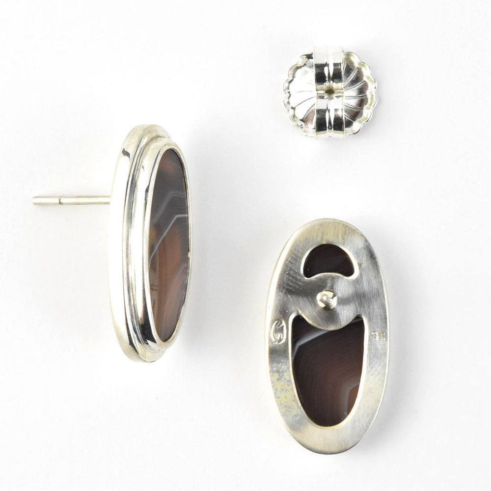 Purple Agate Oval Studs - Goldmakers Fine Jewelry