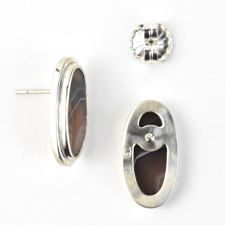 Purple Agate Oval Studs - Goldmakers Fine Jewelry