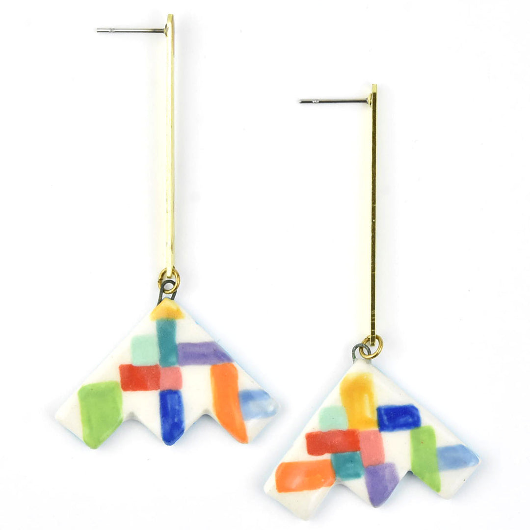 Rainbow Colorblock Drop Earrings - Goldmakers Fine Jewelry