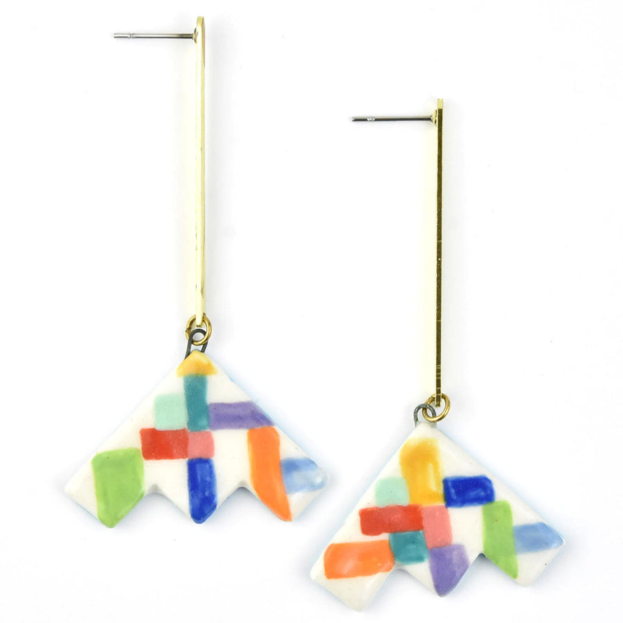 Rainbow Colorblock Drop Earrings - Goldmakers Fine Jewelry