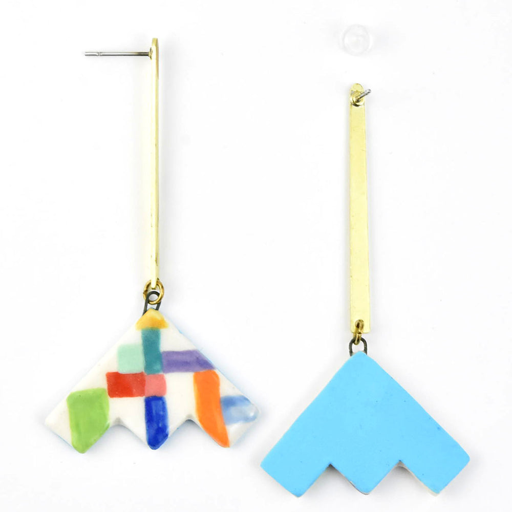 Rainbow Colorblock Drop Earrings - Goldmakers Fine Jewelry