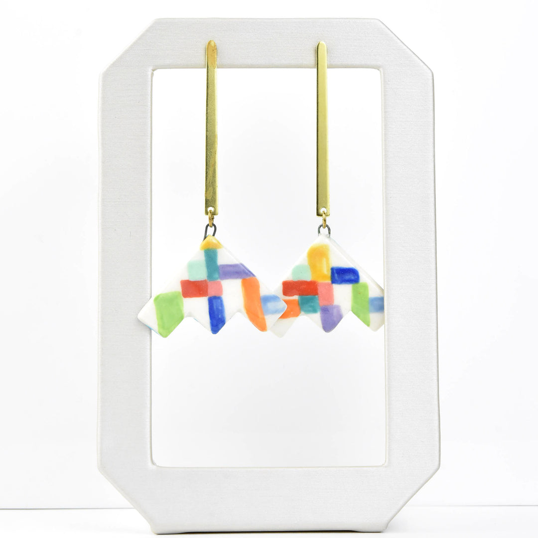 Rainbow Colorblock Drop Earrings - Goldmakers Fine Jewelry