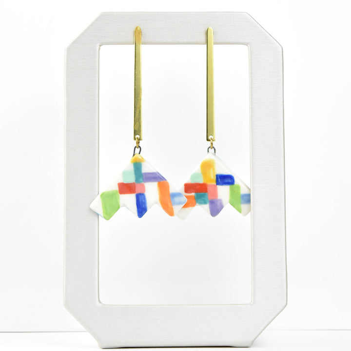 Rainbow Colorblock Drop Earrings - Goldmakers Fine Jewelry