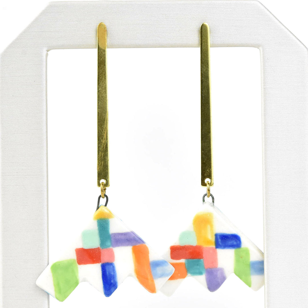 Rainbow Colorblock Drop Earrings - Goldmakers Fine Jewelry