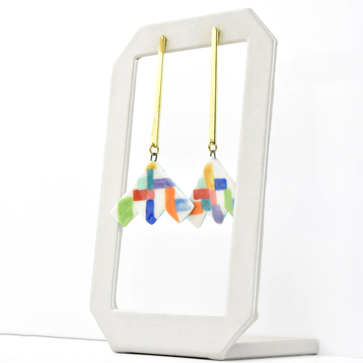 Rainbow Colorblock Drop Earrings - Goldmakers Fine Jewelry