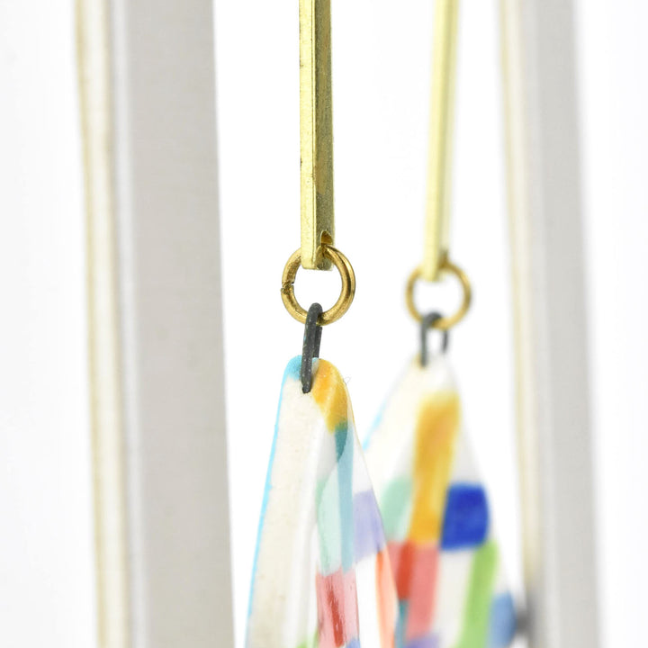 Rainbow Colorblock Drop Earrings - Goldmakers Fine Jewelry