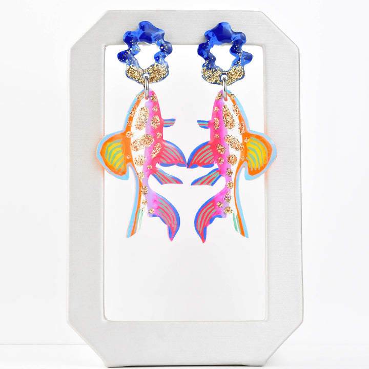 Rainbow Glitter Fish Earrings - Goldmakers Fine Jewelry