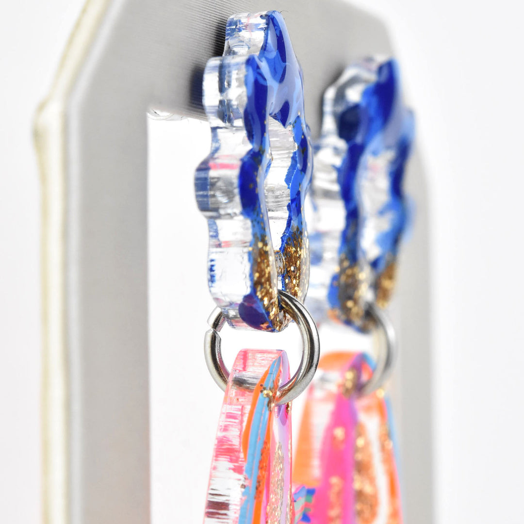 Rainbow Glitter Fish Earrings - Goldmakers Fine Jewelry