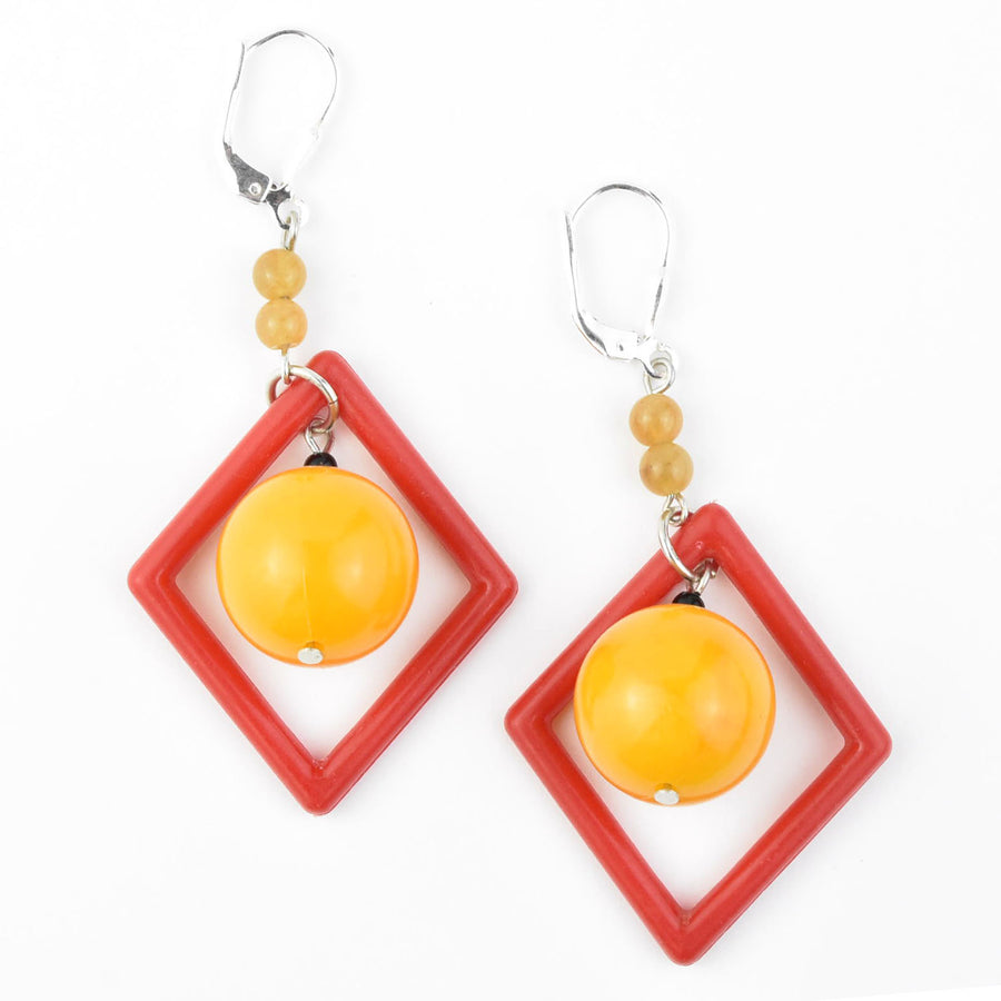 Red and Orange Art Glass Earrings - Goldmakers Fine Jewelry