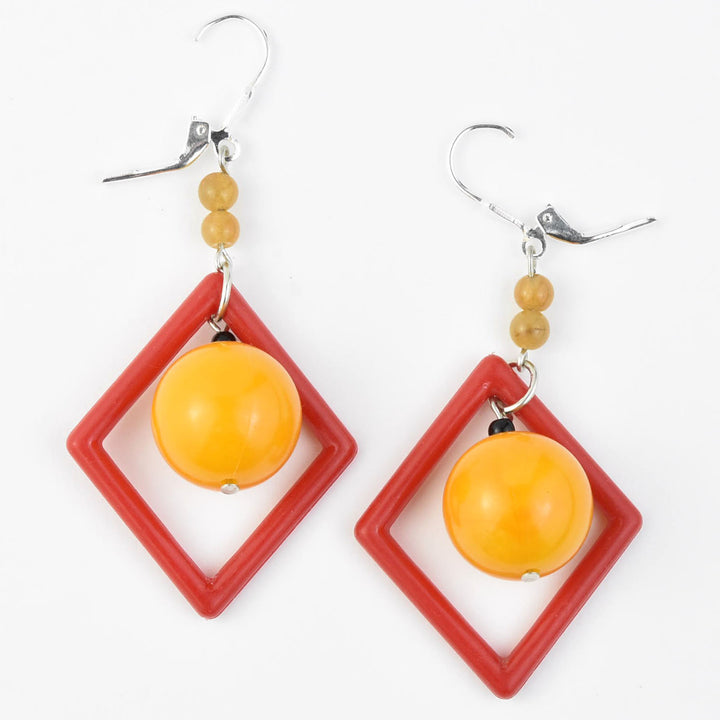 Red and Orange Art Glass Earrings - Goldmakers Fine Jewelry