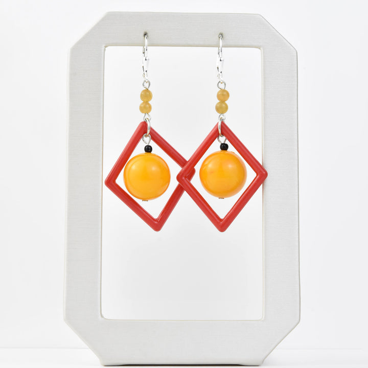 Red and Orange Art Glass Earrings - Goldmakers Fine Jewelry