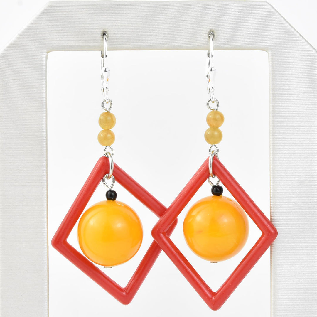 Red and Orange Art Glass Earrings - Goldmakers Fine Jewelry