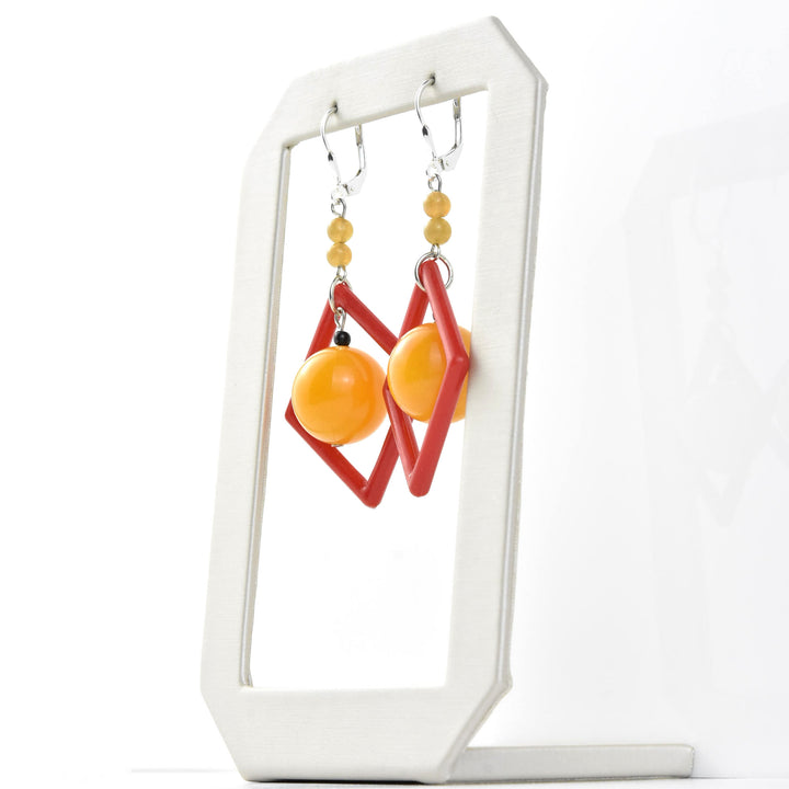 Red and Orange Art Glass Earrings - Goldmakers Fine Jewelry