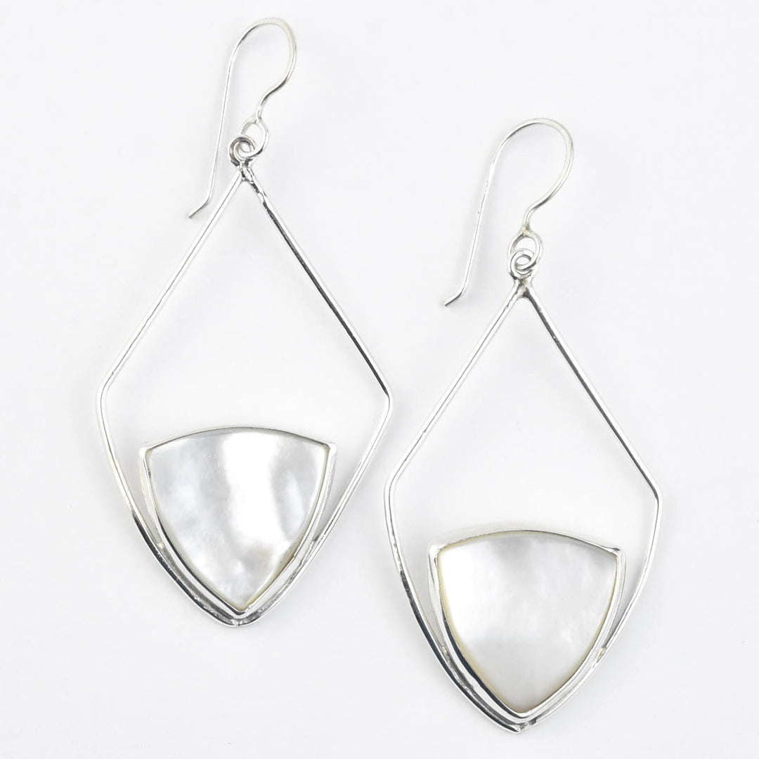 Retro Diamond Shaped Earrings, Mother of Pearl