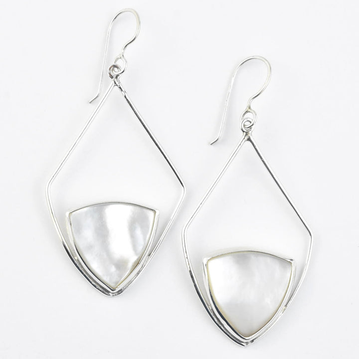 Retro Diamond Shaped Earrings, Mother of Pearl