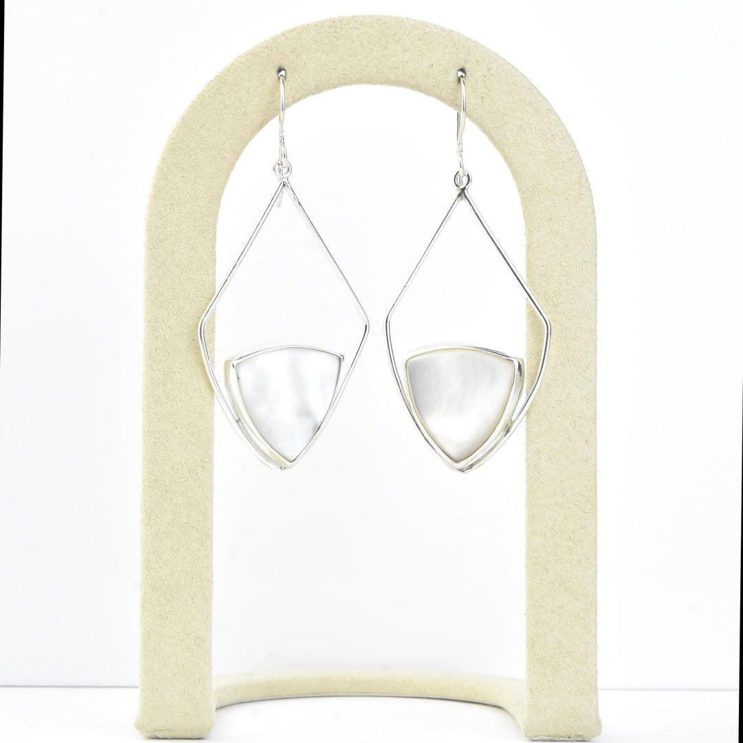 Retro Diamond Shaped Earrings, Mother of Pearl
