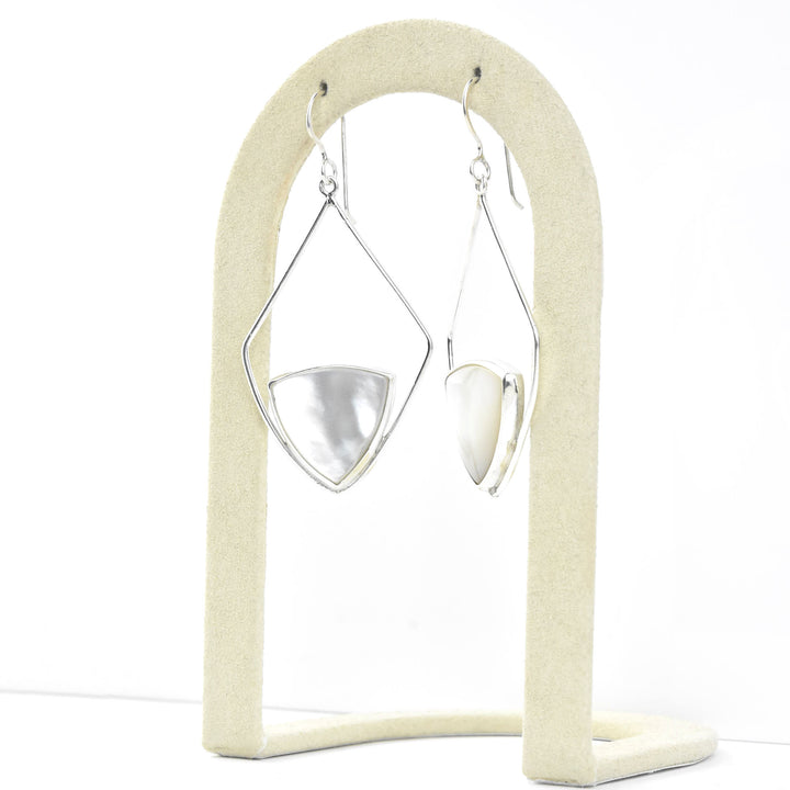 Retro Diamond Shaped Earrings, Mother of Pearl