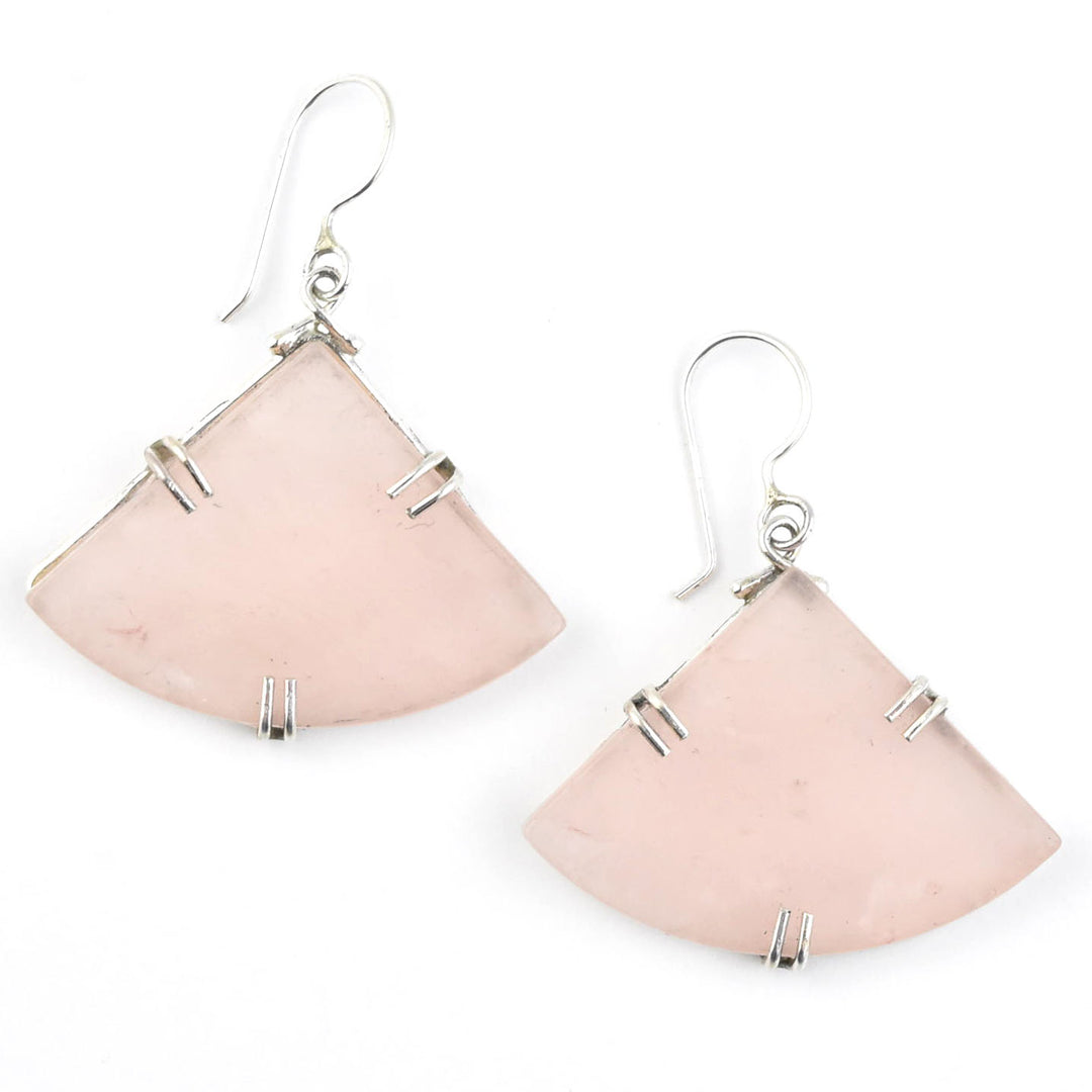 Trinity Earrings in Rose Quartz