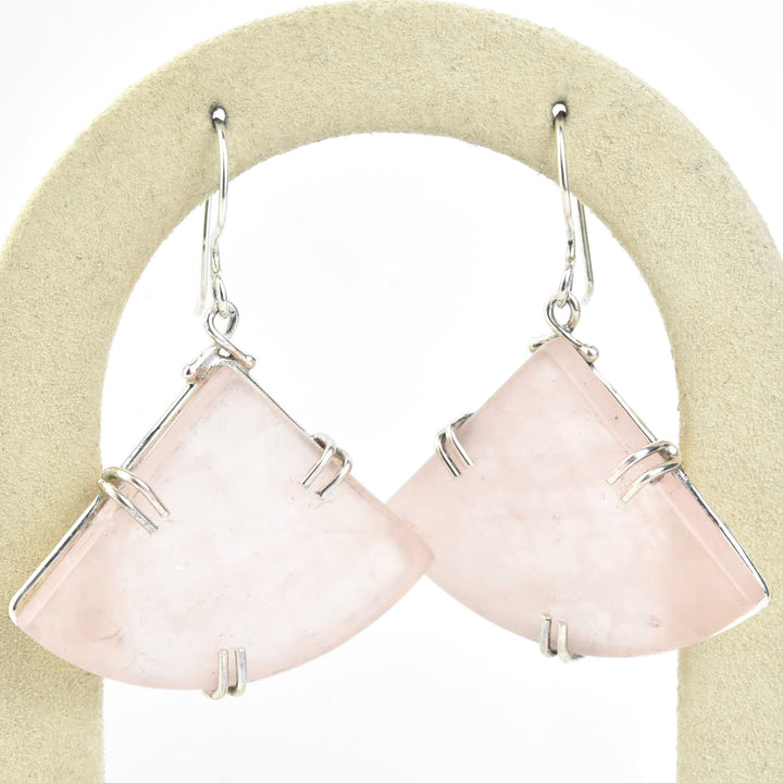 Trinity Earrings in Rose Quartz