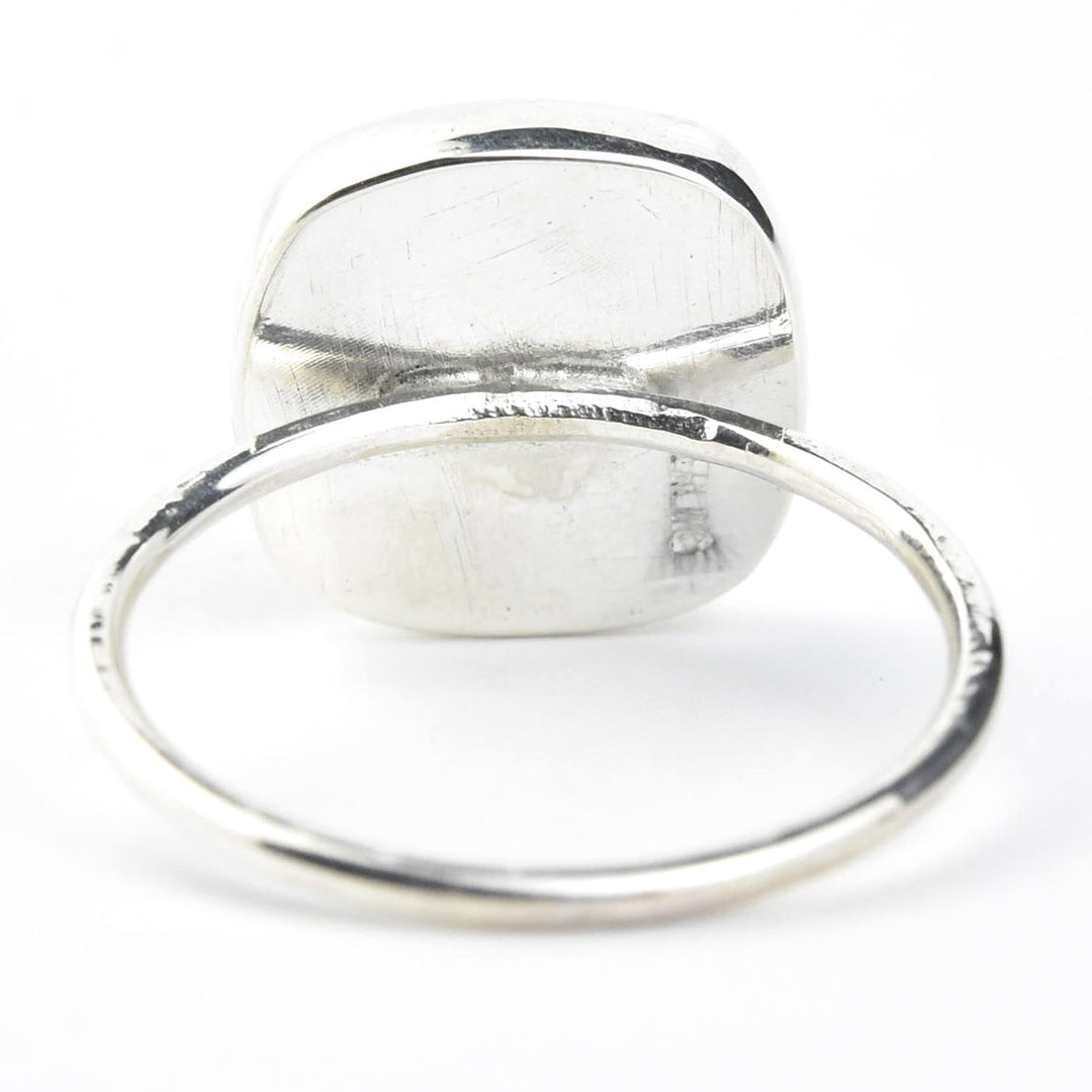Faceted Cushion Cut Gemstone Ring in Silver